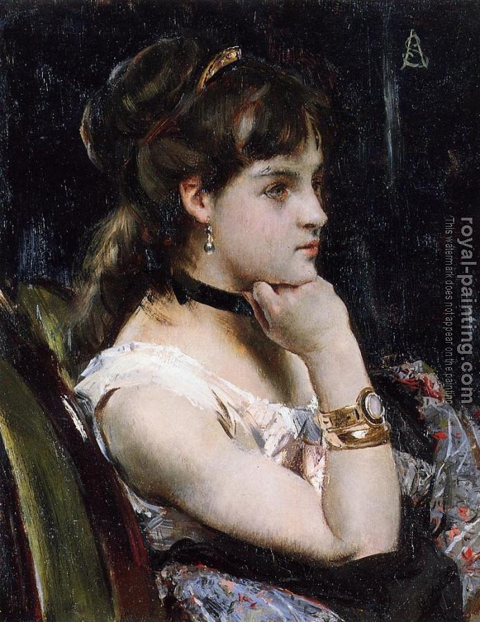 Alfred Stevens : Woman Wearing a Bracelet
